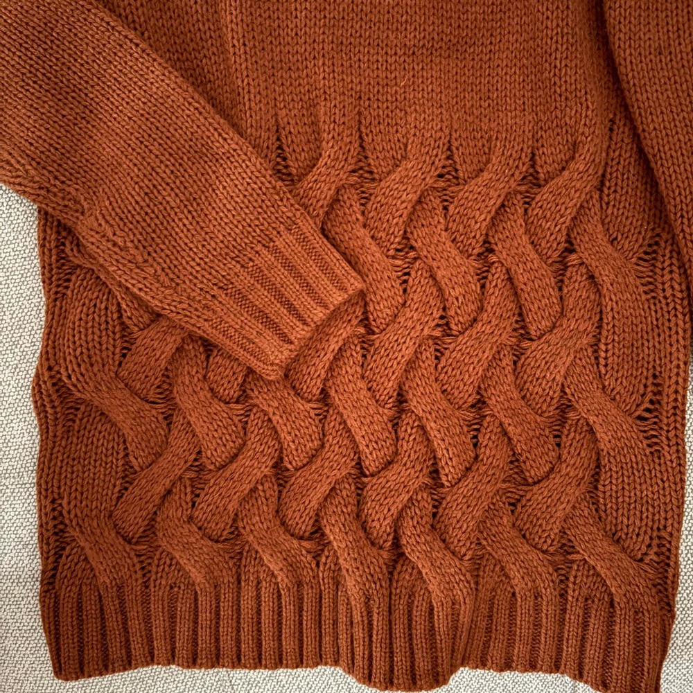 Simply Vera Vera Wang Burnt Orange Turtleneck Detail with Ruching - Size Small - Picture 2 of 3